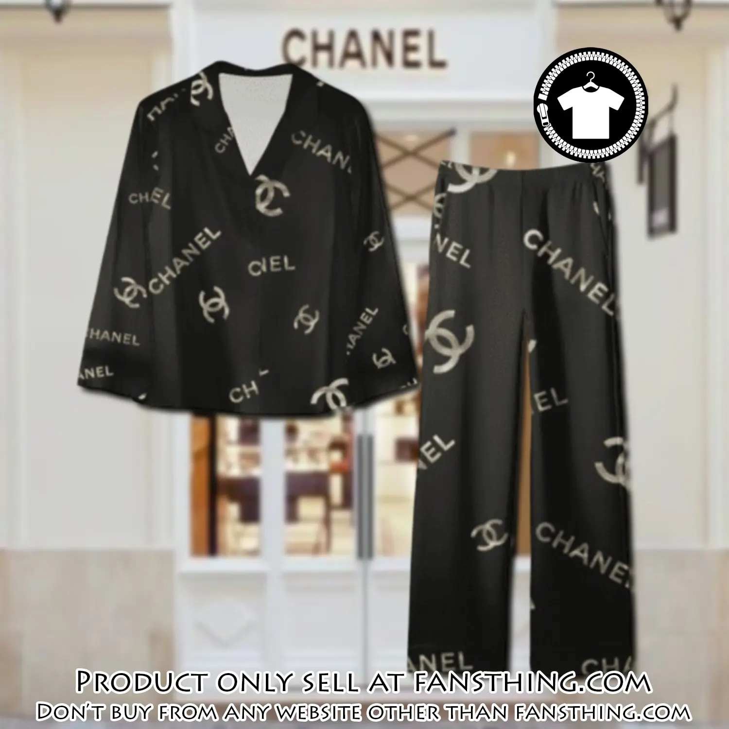 Trending luxury chanel satin pajama set pjs1042 fst0732561